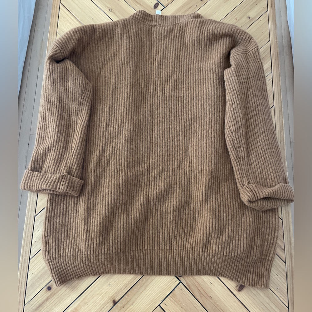 Nap lounge wear Plush 100% Cashmere Rib-Knit Cardigan . Color brown. Size M . - Picture 7 of 12